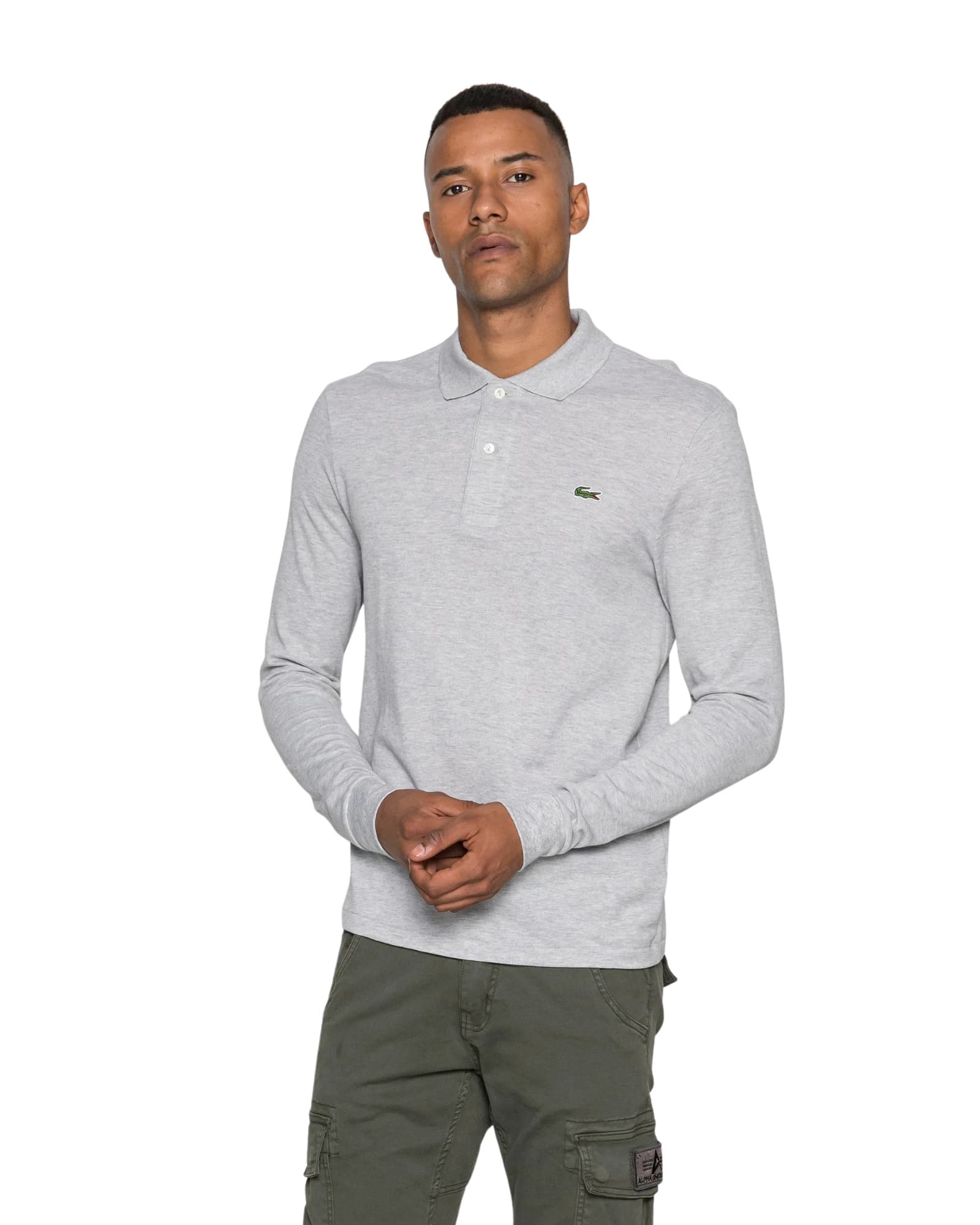 Lacoste Original Long Sleeve Heathered Cotton Polo Shirt